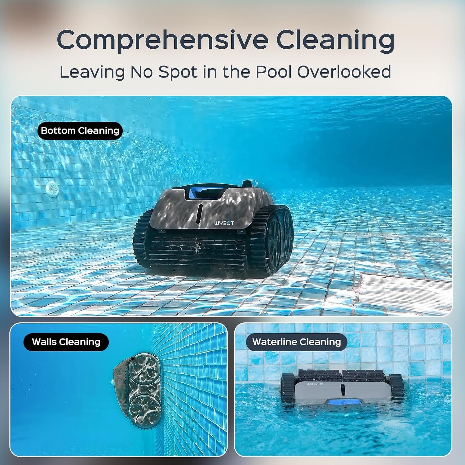 WYBOT C1PRO Pool Cleaner Wall Climb Cordless Robotic Pool Robot In-Ground Pools