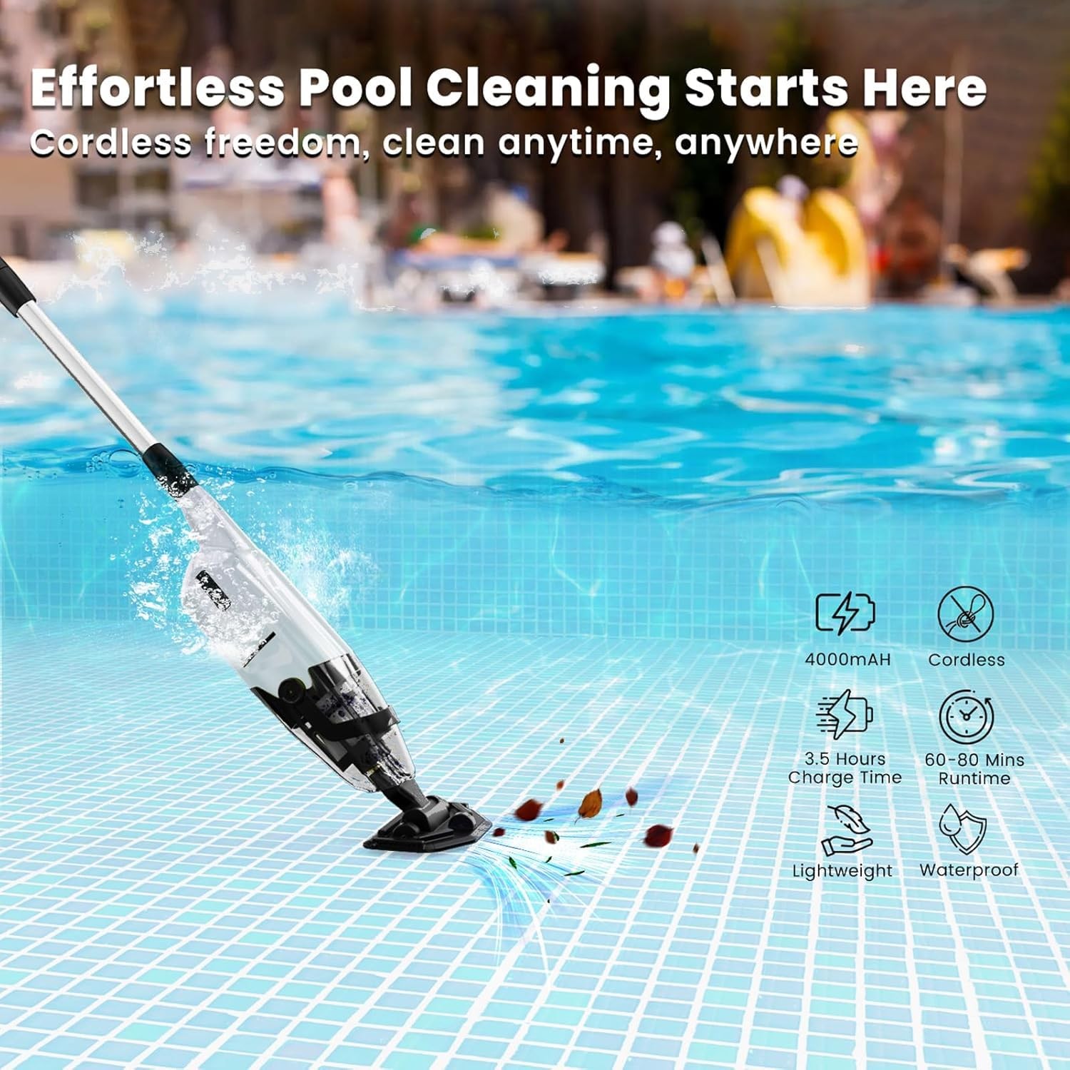 Cordless Pool Vacuum Cleaner for Above Ground Pool & In Ground Rechargeable P…