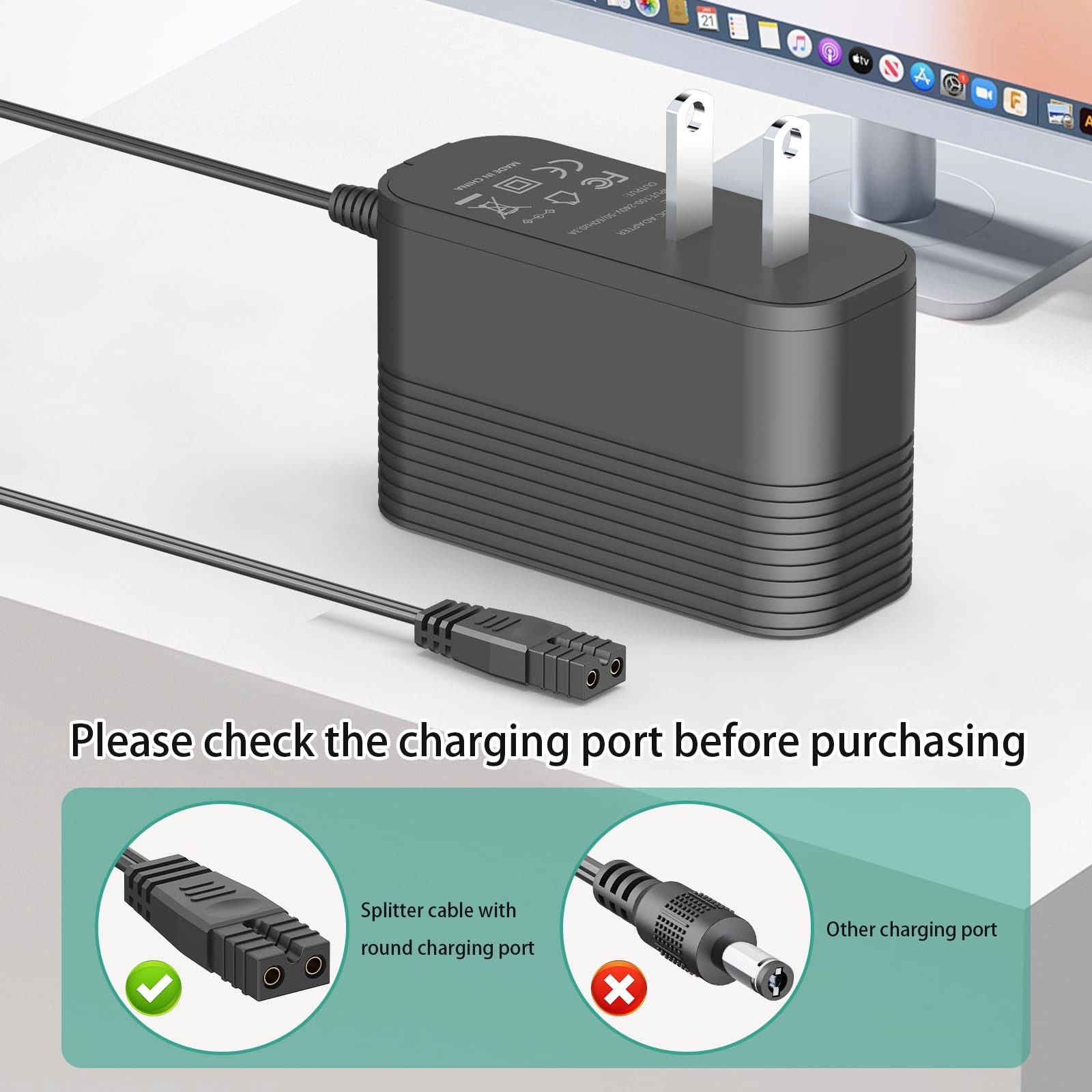 12.6V Charger for Wybot Osprey Robotic Pool Cleaner Swimming black