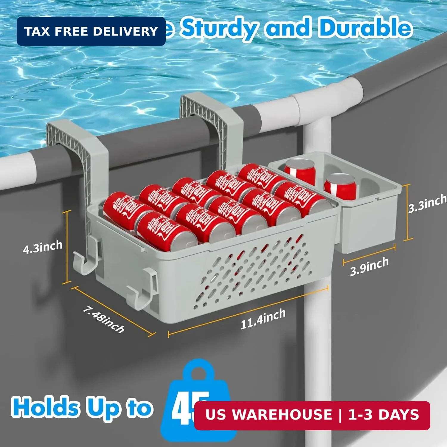 Poolside Storage Basket 2 Pack – Above Ground Pool Accessories, Swimming Pool St