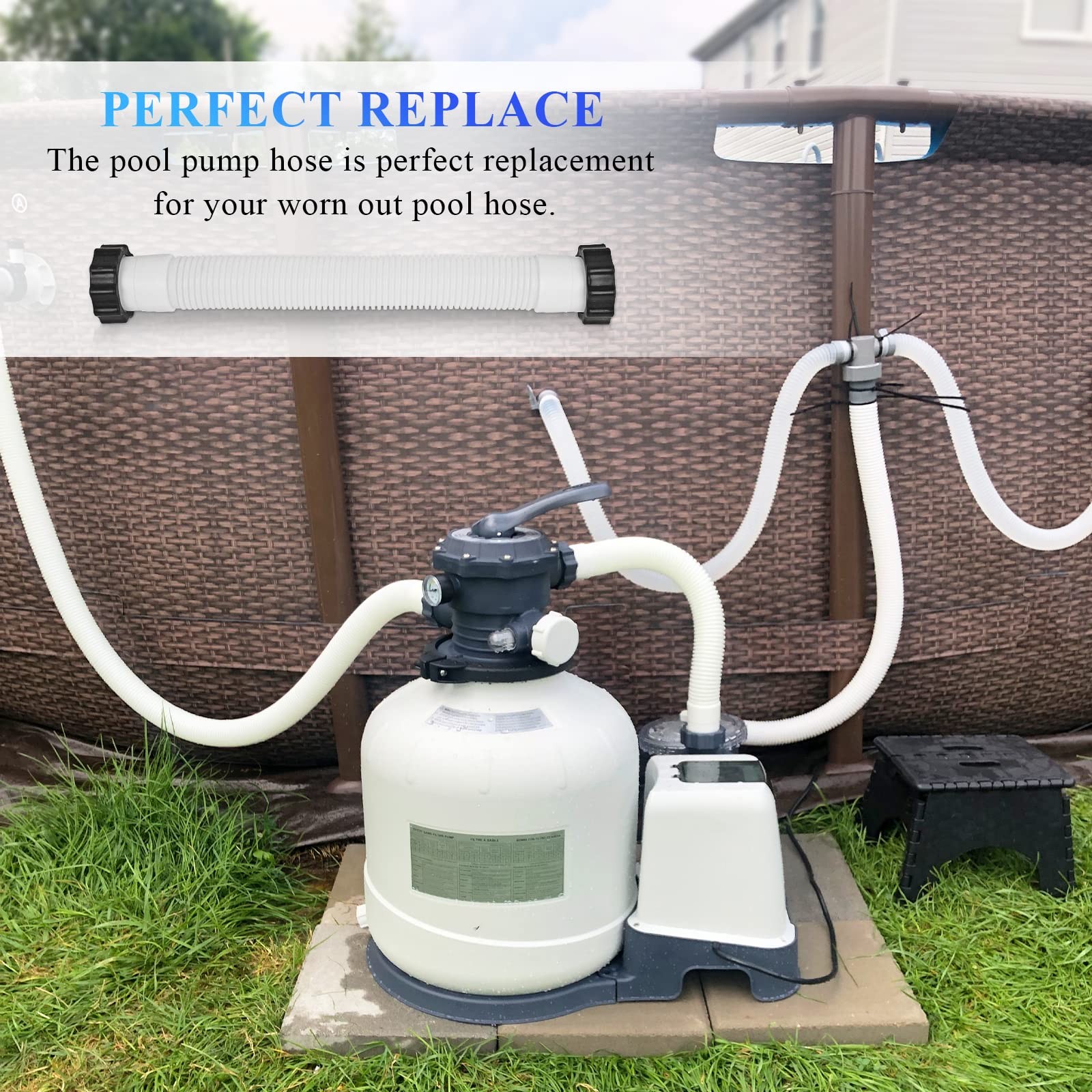 Dimakung 11535 Pool Sand Filter Pump Hose for Intex 16 Inch, White