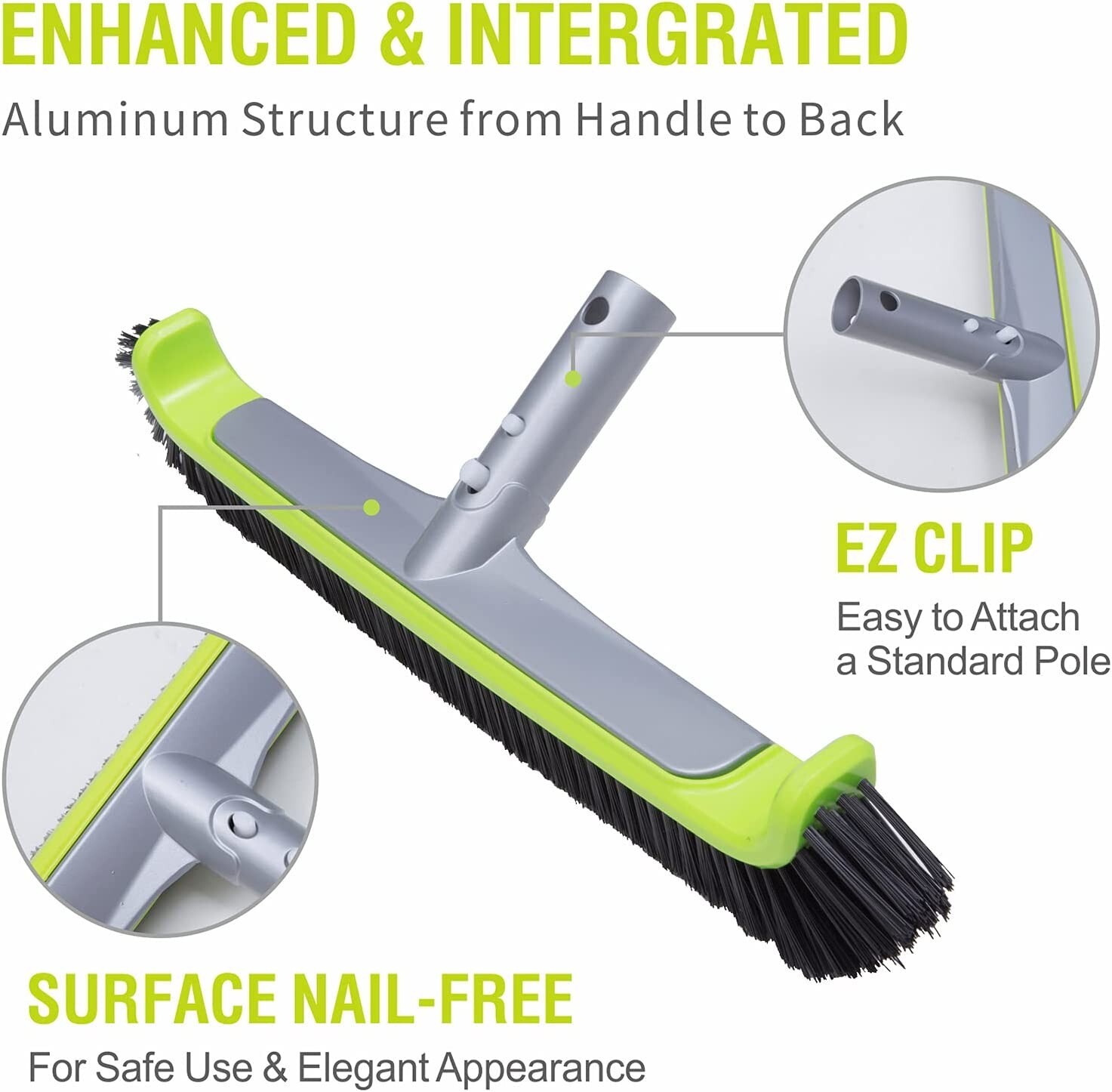 UrchinDJ 17.5&Prime; Heavy Duty Curved Edge Nylon Pool Brush for Pool Walls Floor Tile