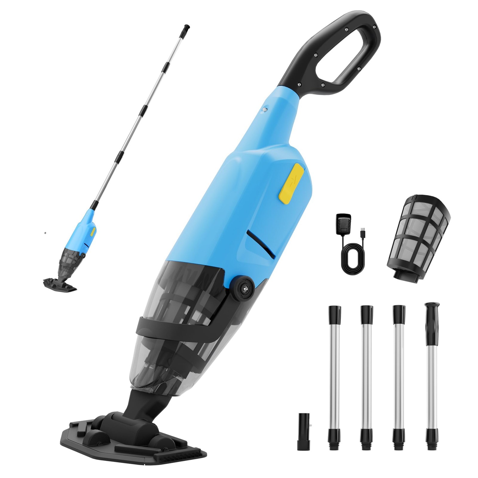 Handheld Pool Vacuum for Above Ground Pool, 4-Section Detachable Pole, 18 GPM…