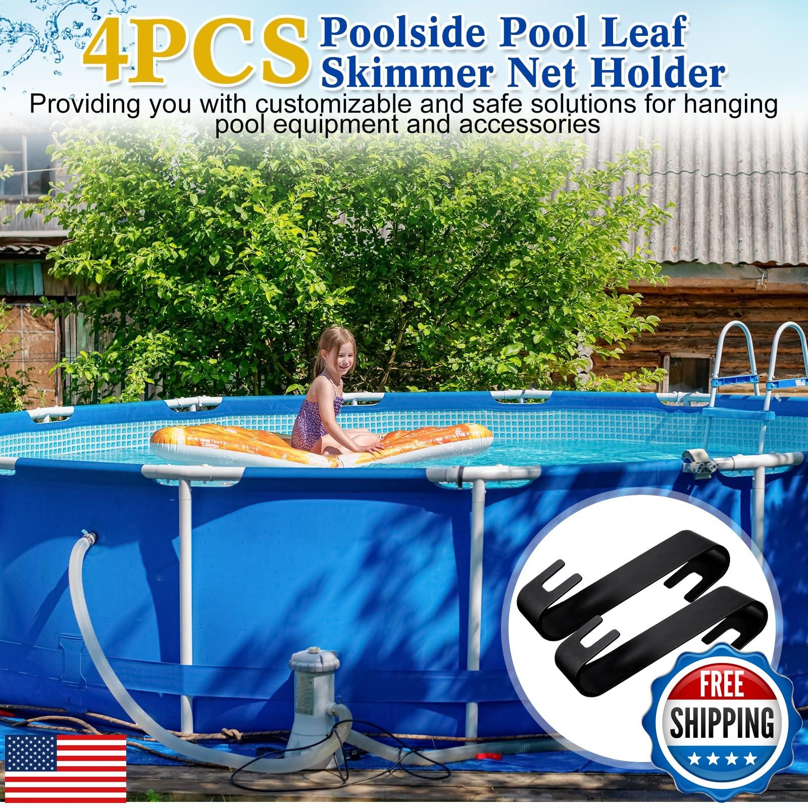 DoubleFill 4 PCS Poolside Pool Leaf Skimmer Net Holder Pole Hangers Above Gro