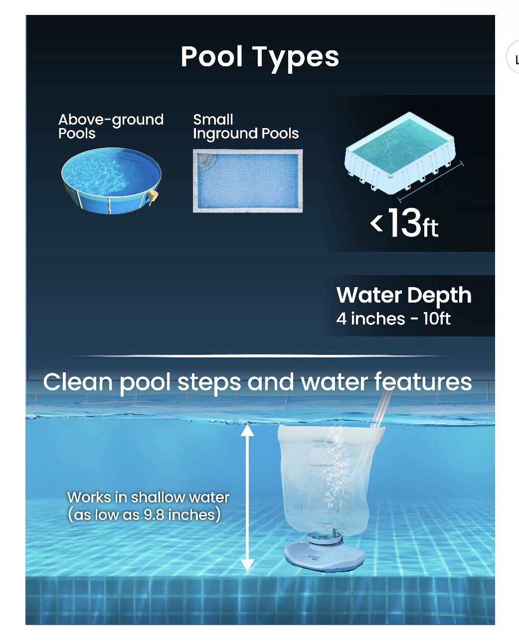 Kokido Telsa PWRBLADE 18 Cordless Rechargeable Pool Vacuum w/ Filter Bag