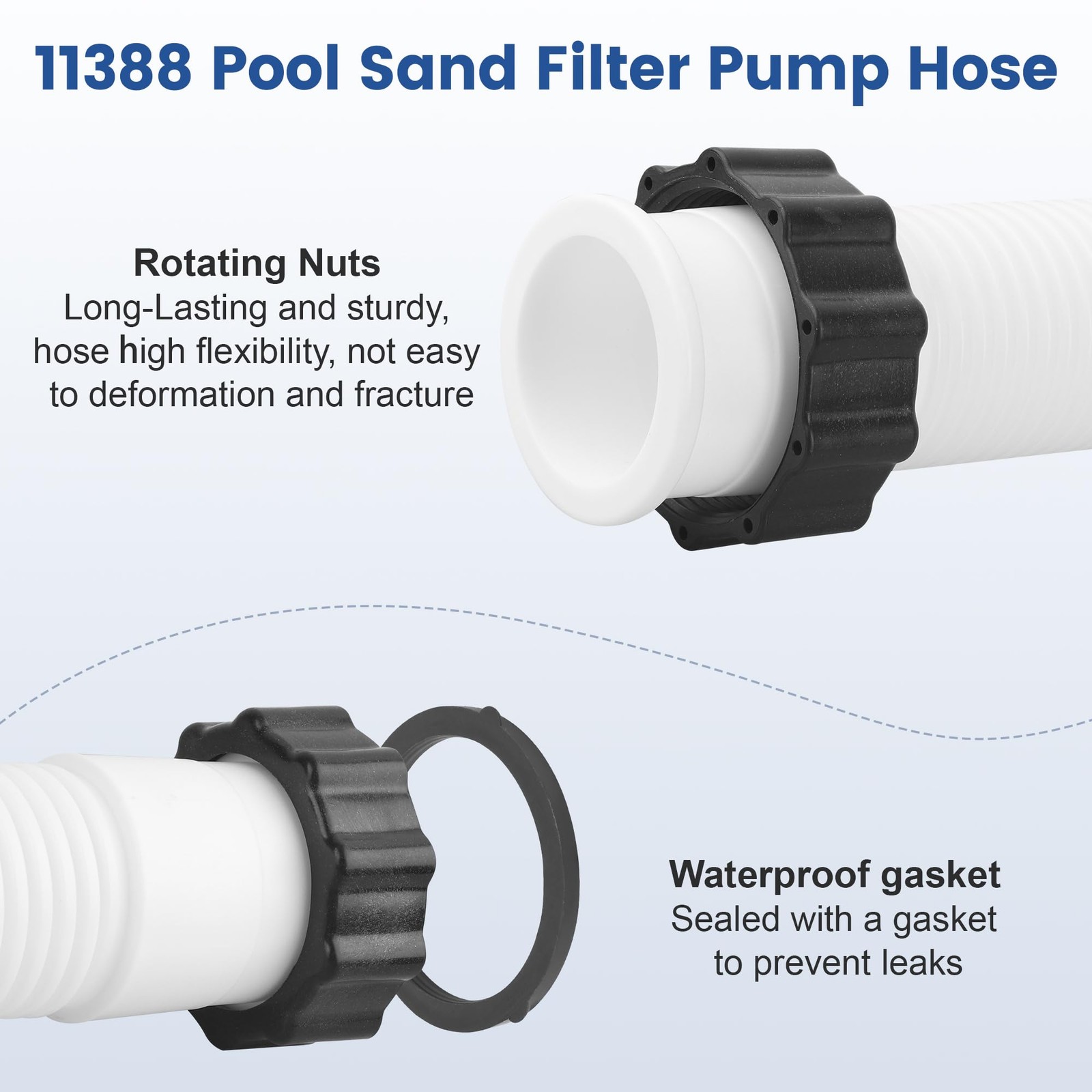 11388 Pool Sand Filter Pump Hose – 14 Inch 14 (11388), White, Black