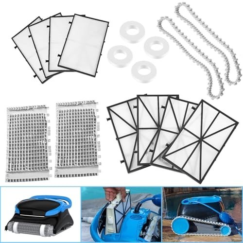 Robotic Pool Cleaner Tune-Up Kit – Ultra Fine Filter Panels, Grey Brushes, Track