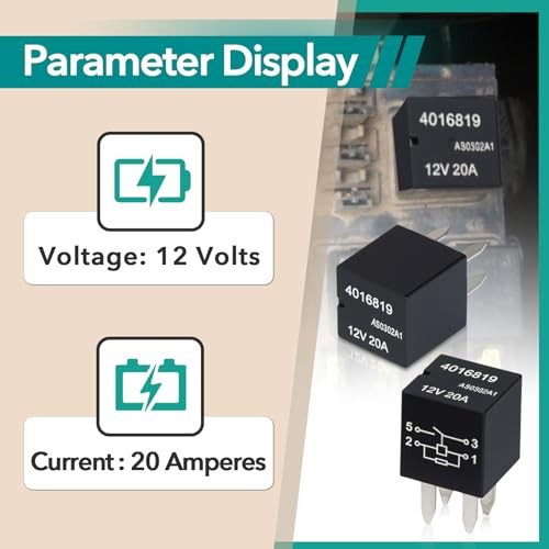 6 Pcs 4016819 Ultra Micro ISO Automotive Relay – 12VDC 20A 4-Pin SPST, Direct