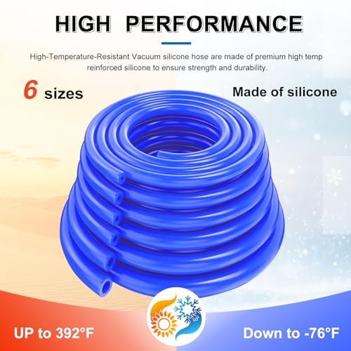 Vacuum Hose Automotive With 128PCS Black Vacuum Connector,1/8&Prime; 134PCS-5FT Blue