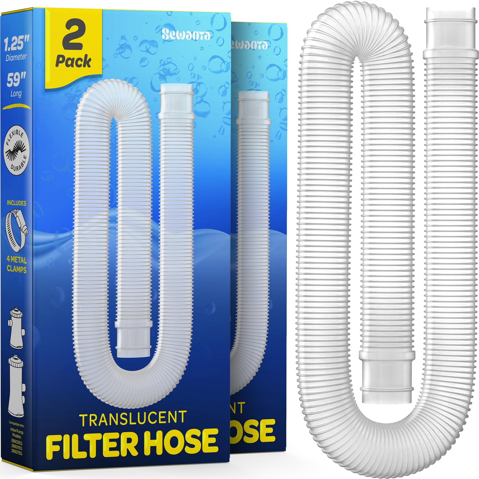 Replacement Hose For Above Ground 59 inches (L) x 1.25 (D), Clear
