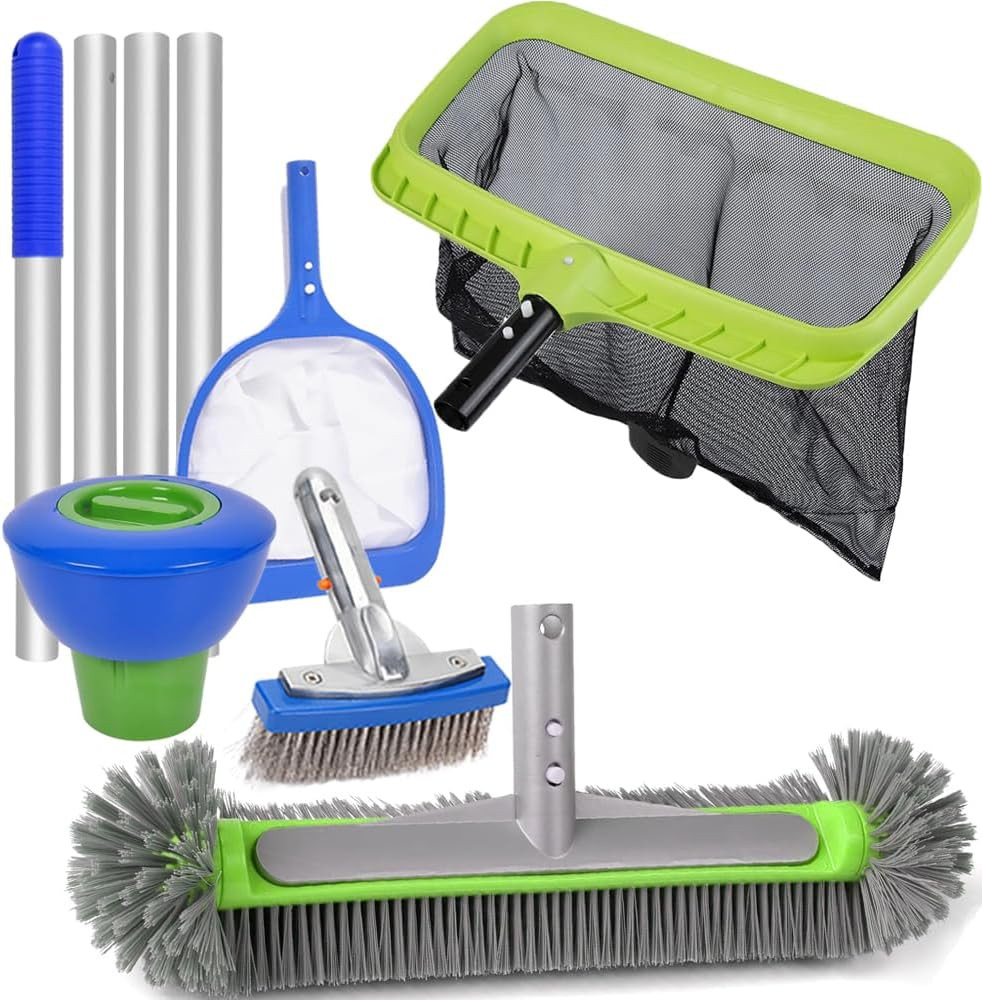 Ultimate Pool Maintenance Kit: Skimmer, Brushes & Chlorine Dispenser (5.01ft)