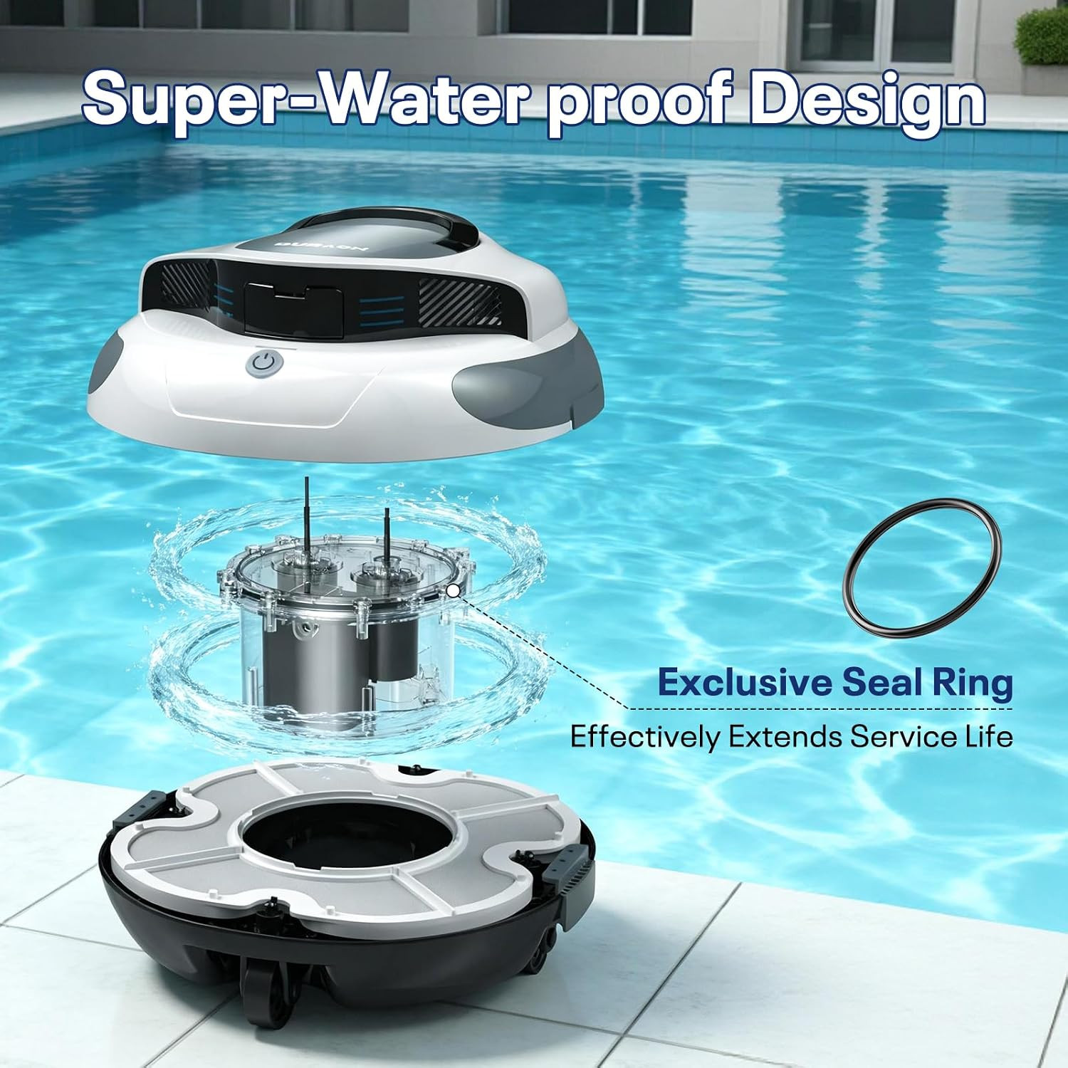 Cordless Automatic Pool Cleaner, Dual High-Suction 35W Motors, 120 Minutes Runti