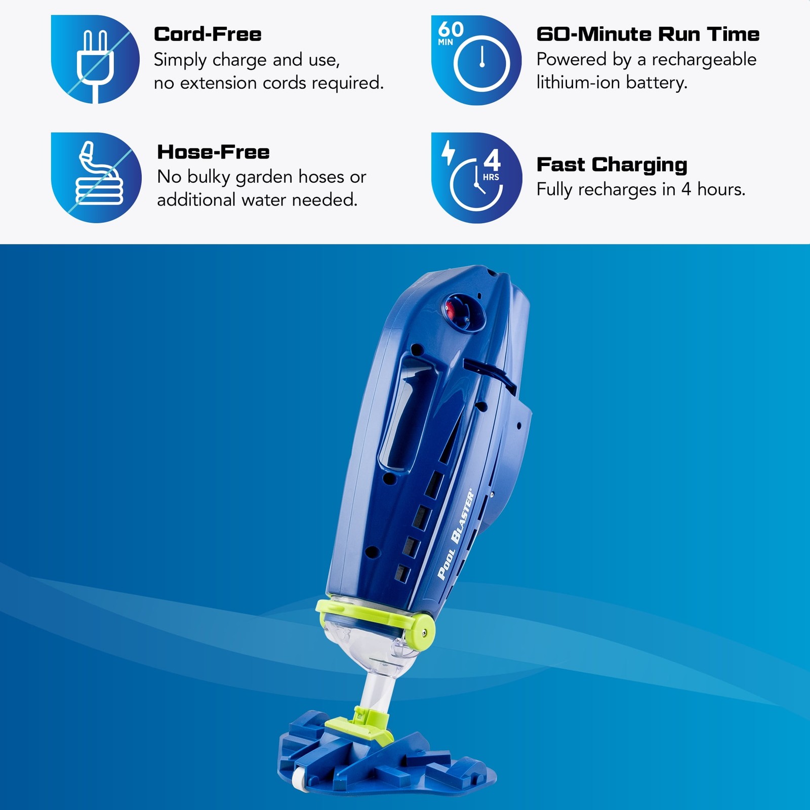 Pool Blaster Speed Vac XL Cordless Vacuum Inground & Above Ground 1 Hour R…