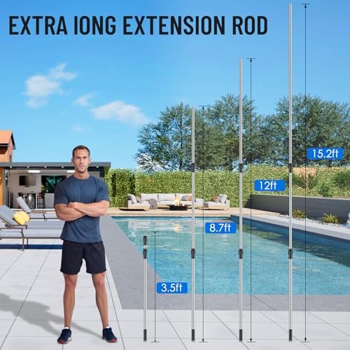 TOPDING & HZ Professional15.2 Foot Pool Pole Telescoping Swimming Pool 15.2ft