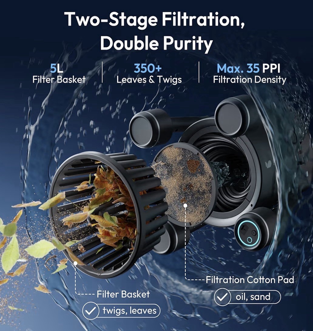 BUBLUE F10 BuVortex V5 Robotic Pool Surface Skimmer App Control 5L