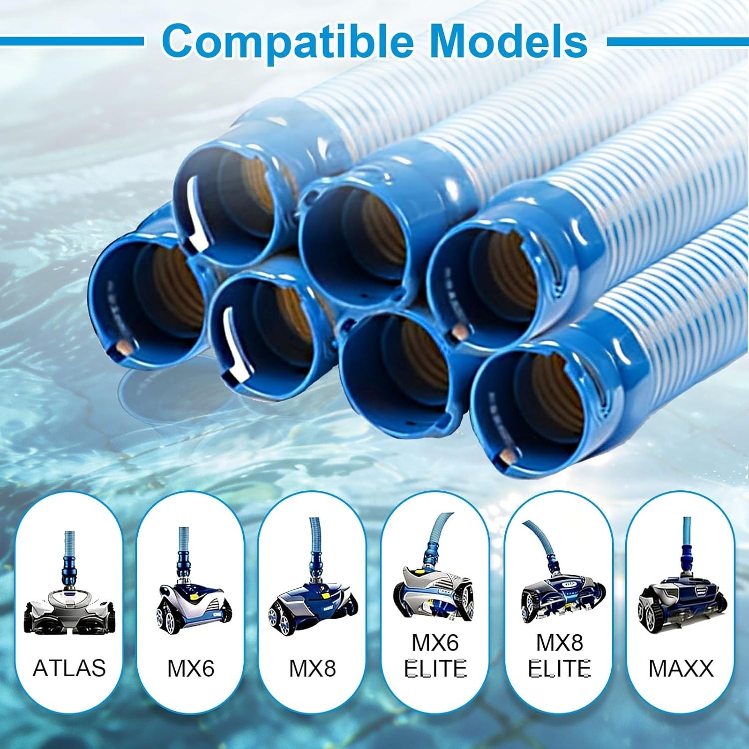 10 Pack Pool Cleaner Hose for Zodiac X7 T3 T5 MX6 MX8, 39&Prime; Twist Lock Hoses
