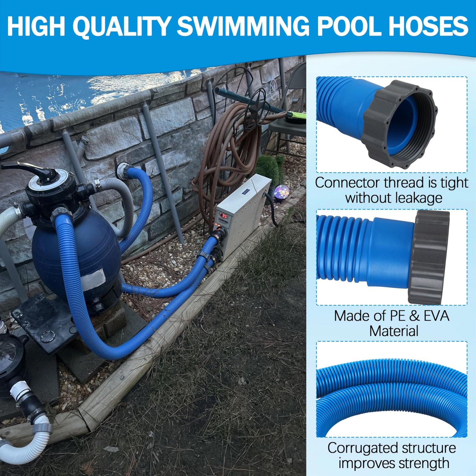 29060E Above Ground Pool Hoses 1.5 inches diameter, 59 length, 1 pcs