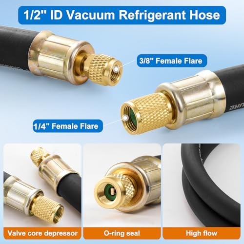 1/2&Prime; Diameter HVAC Vacuum Hose, 60 » HVAC Vacuum Refrigerant Charging Hose