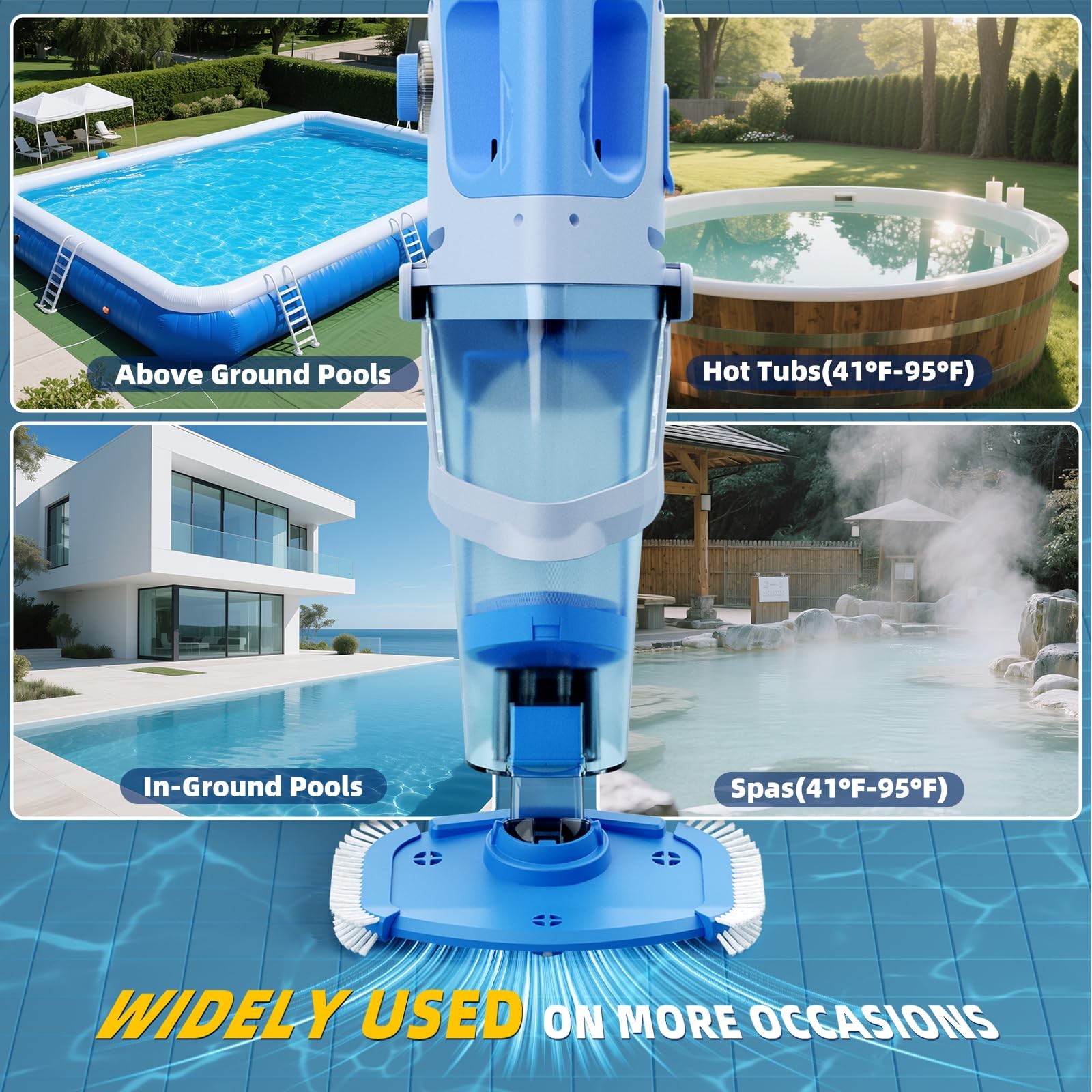 Cordless Pool Vacuum Above & Inground Pools, Powerful 1590 GPH Suction,Handhe…
