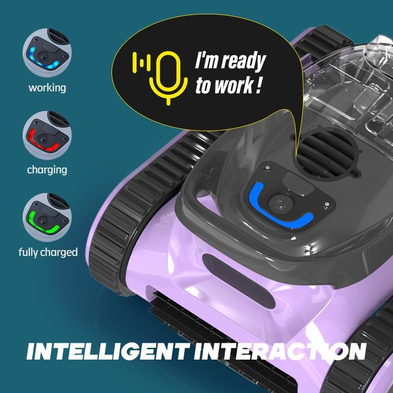 Cordless Robotic Pool Vacuum for Above & In-Ground Pools, 2.5H Run Time