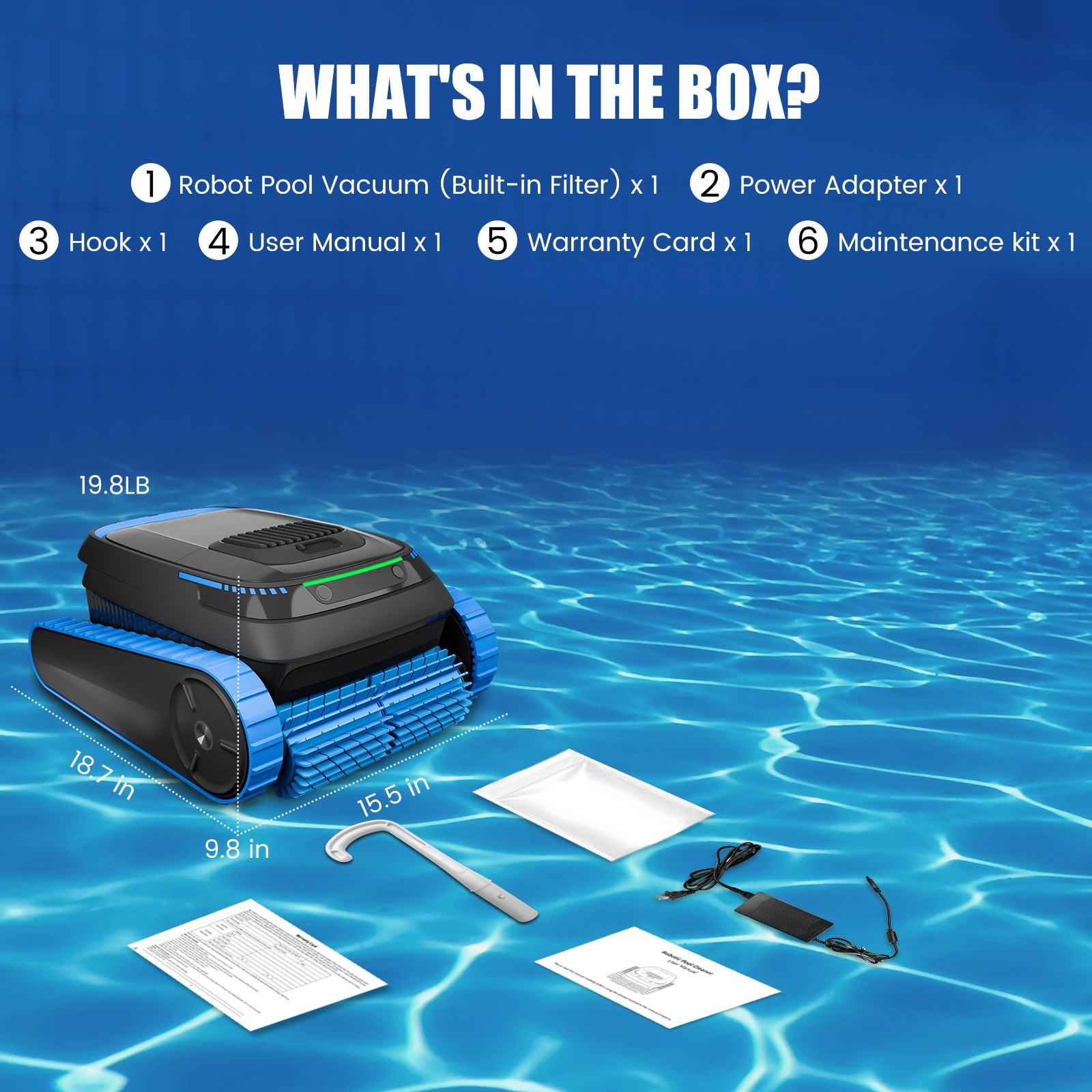 AIRROBO PC20 Robotic Pool Vacuum w/ APP Control for Floor, Walls and Waterline
