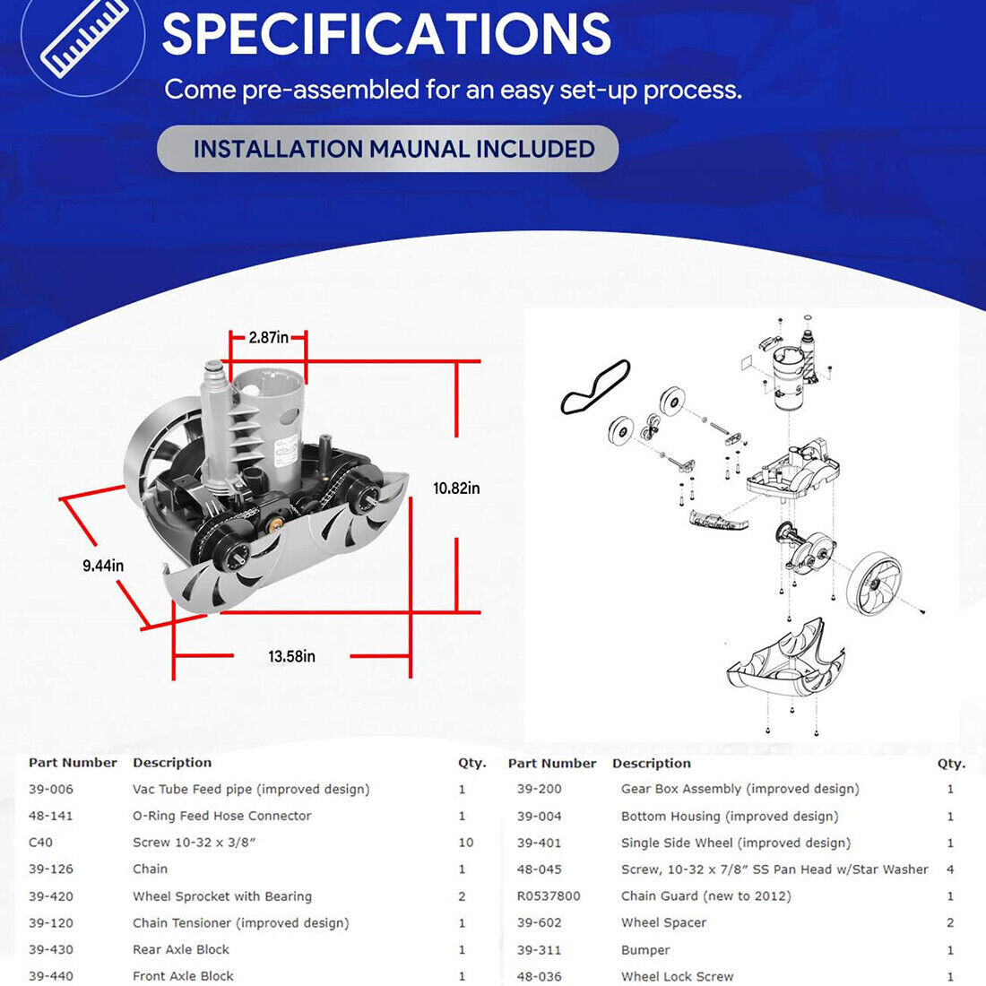 Polaris 3900 Sport F6 Cleaner Factory Tune Up Rebuild Kit R0543200