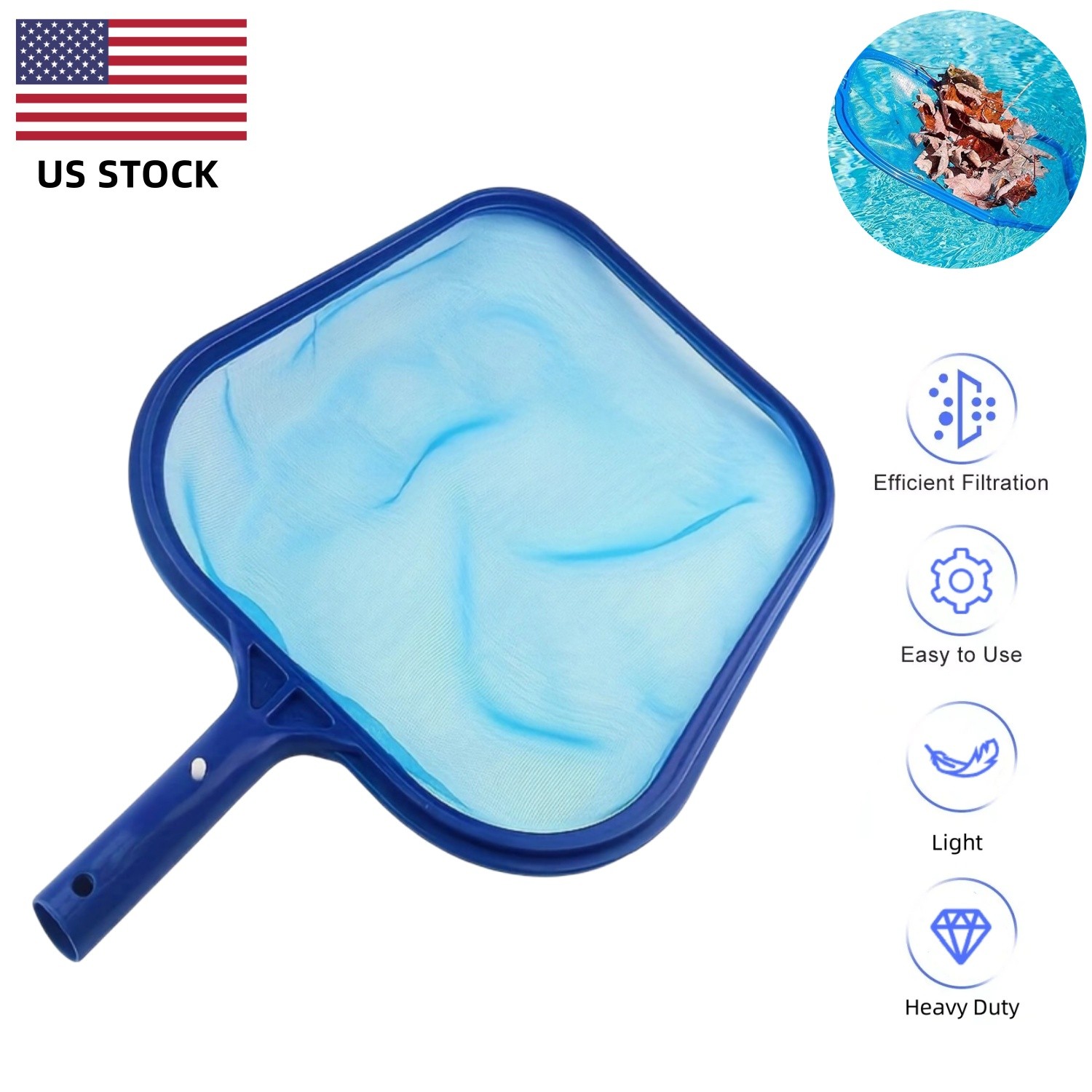 1×Pool Spa Hot Tub Pond Fountain Leaf Skimmer Rake Net for Removing Leaf Debris