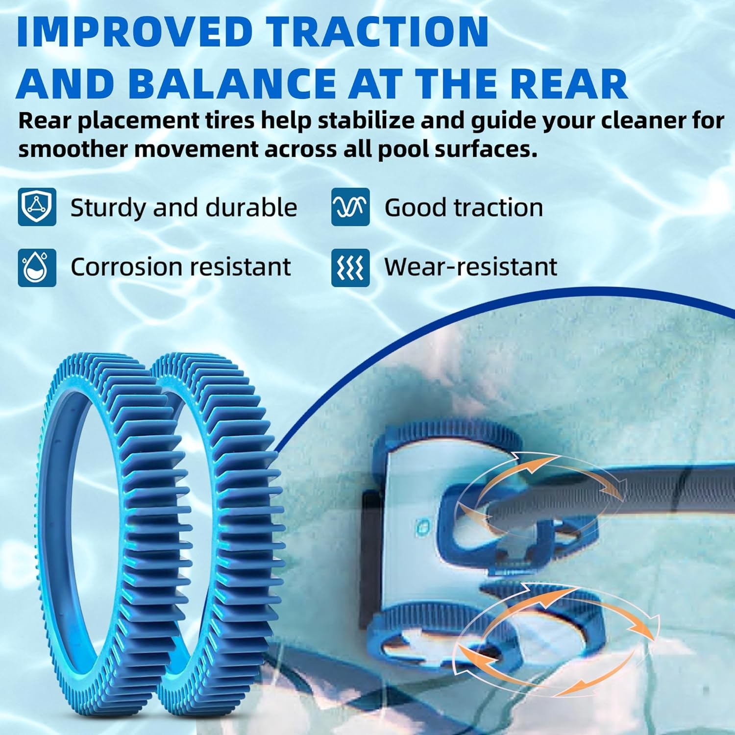 AR-PRO 4-Pack Back Tires Replacement for Pool Cleaner – 4 PACK-Rear