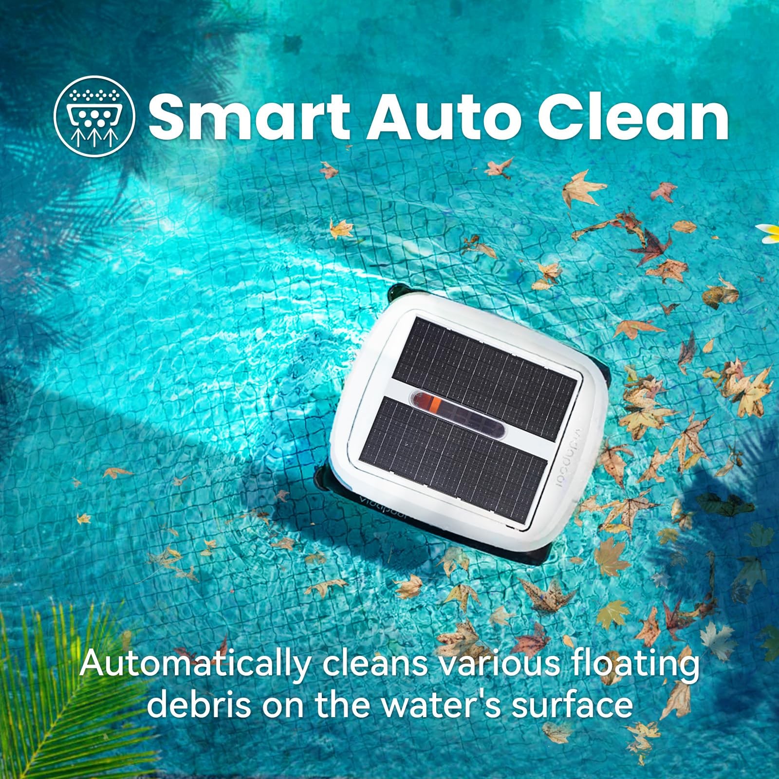 Vidapool Solar Pool Skimmer Robot, Automatic Pool Surface Skimmer Cleaner, Du…