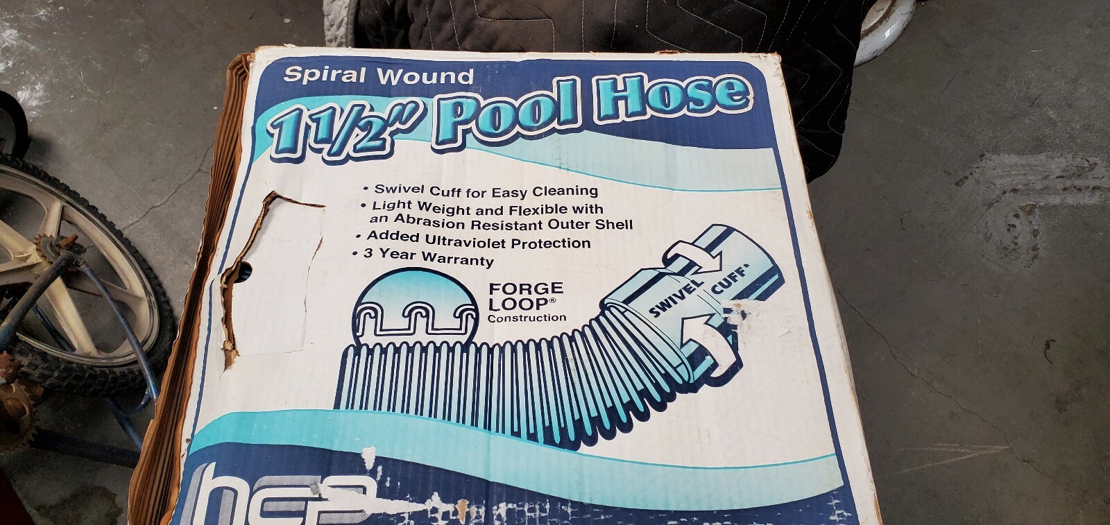 NEW SPIRAL WOUND 1 1/2&Prime; POOL HOSE FORGE LOOP SWIVEL CUFF 50FT