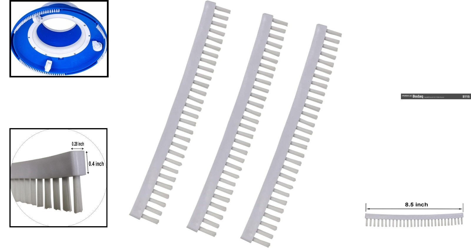 3-Pack of 8.5 Inch Replacement Strips for Pool Leaf Eaters and Gulper Vacuums