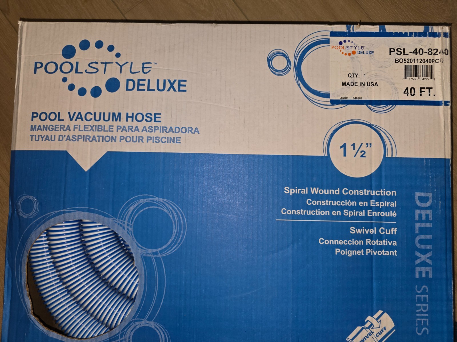 PoolStyle Deluxe 1.5&Prime; x 40&prime; Vacuum Hose & Swivel Cuff #PSL-40-8240 Swimming Swim