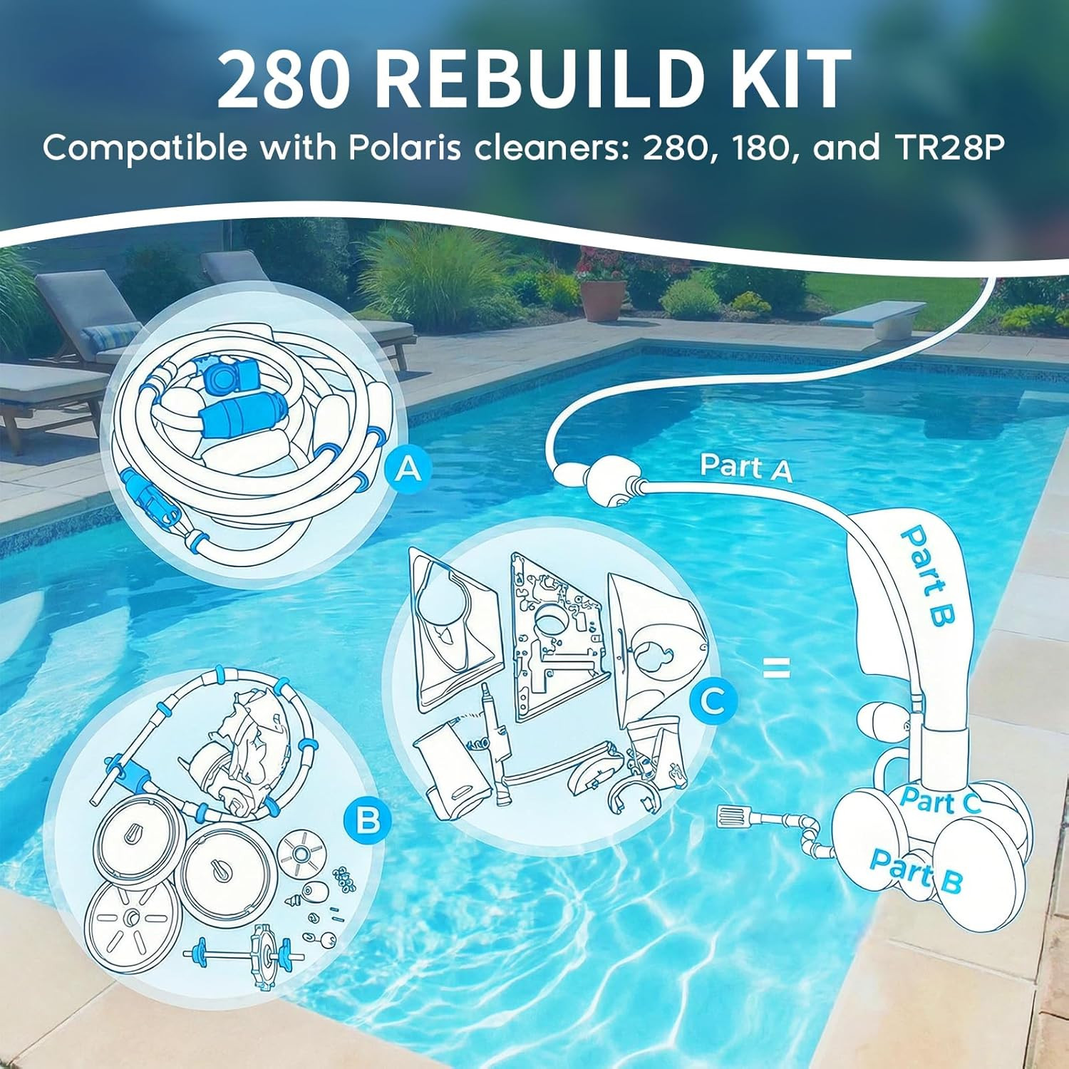 Upgraded Pool Cleaner Rebuild Repair Replacement Fit for Polaris Zo-Diac Automat