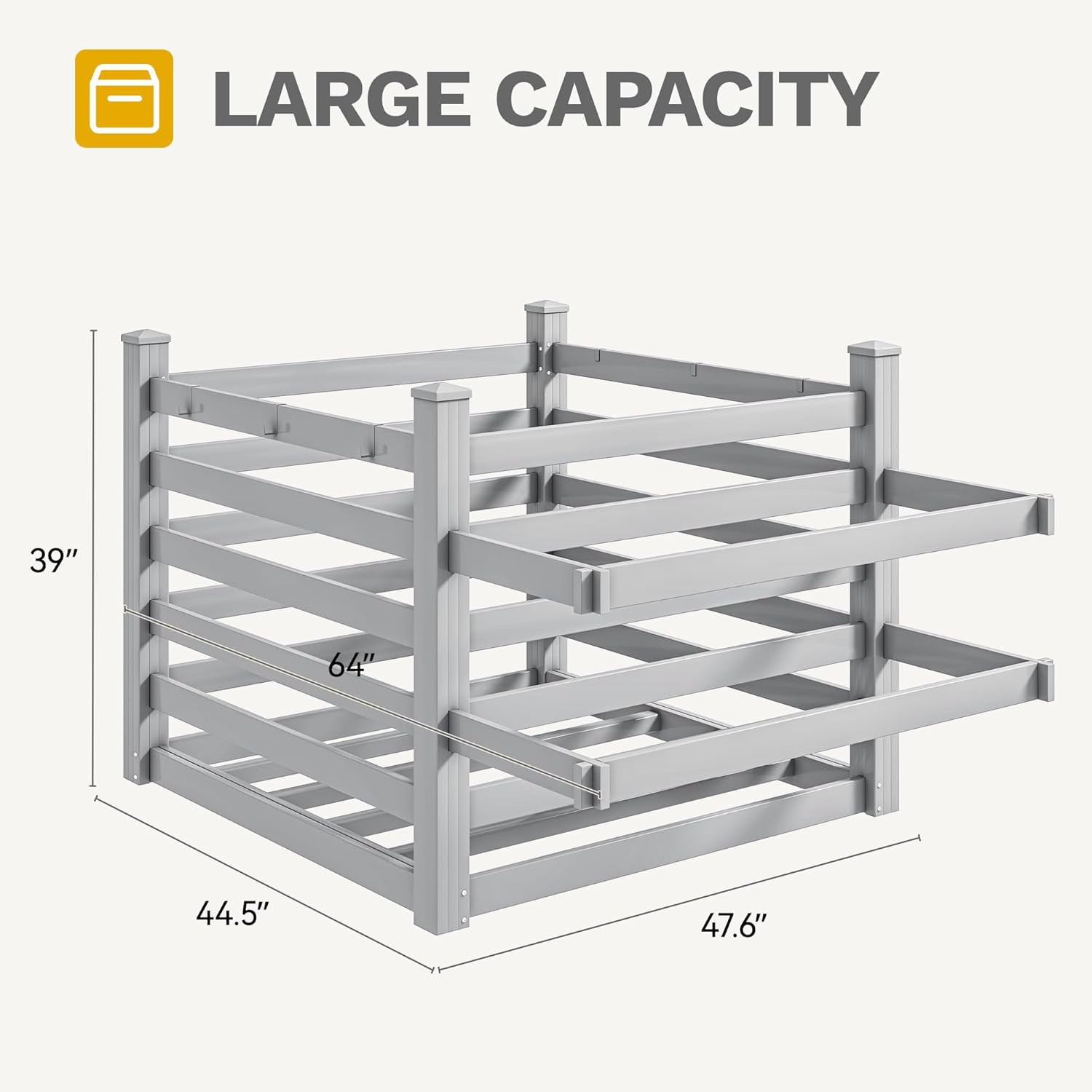 Light Gray Pool Storage Organizer with 6 Hooks for Floats and Noodles