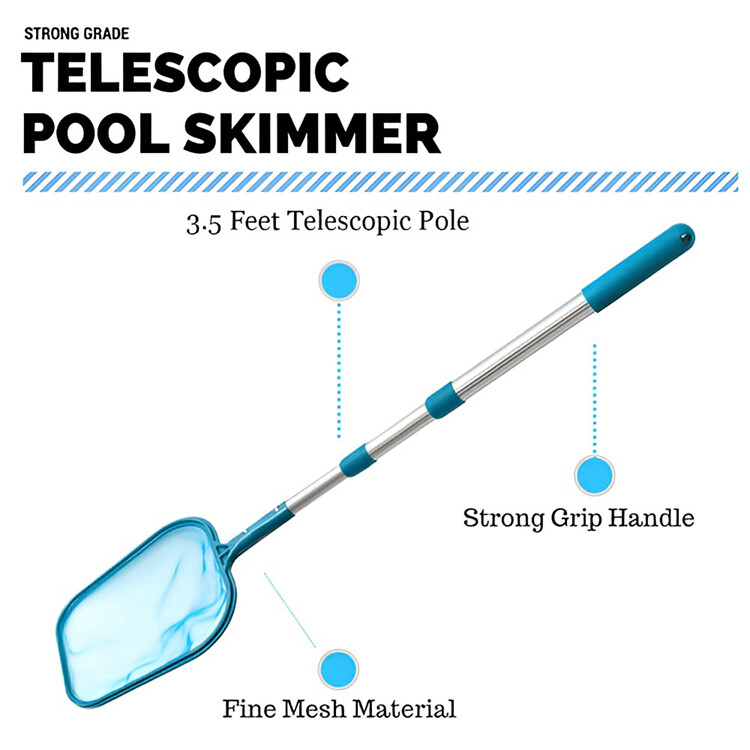 Fine Mesh Pool Leaf Skimmer Net w/ 5FT Telescopic Aluminium Pole Frame US SUPPLY