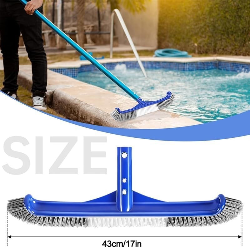 Pool Brush Head, 17&Prime; Pool Brushes for Cleaning Pool Walls, Curved Ends High