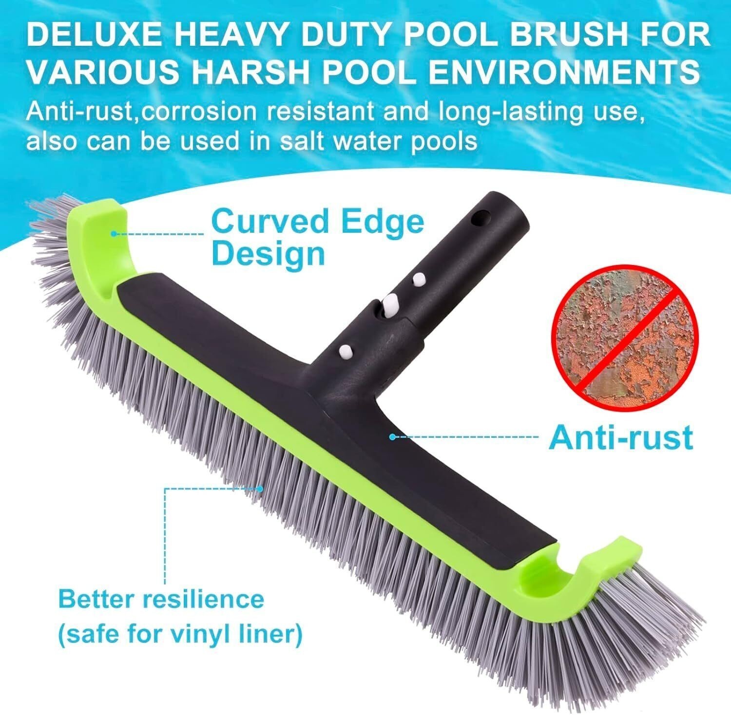 Swimming Pool Cleaning Kit w/Pool Skimmer Net &Pool Brush Head &Hand Scrub Brush