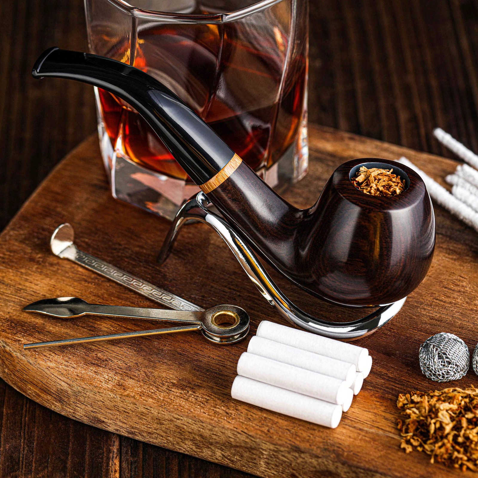 Whitluck&rsquo;s Tobacco Pipe Handmade Wood Smoking Pipe Beginner Gift Set Kit
