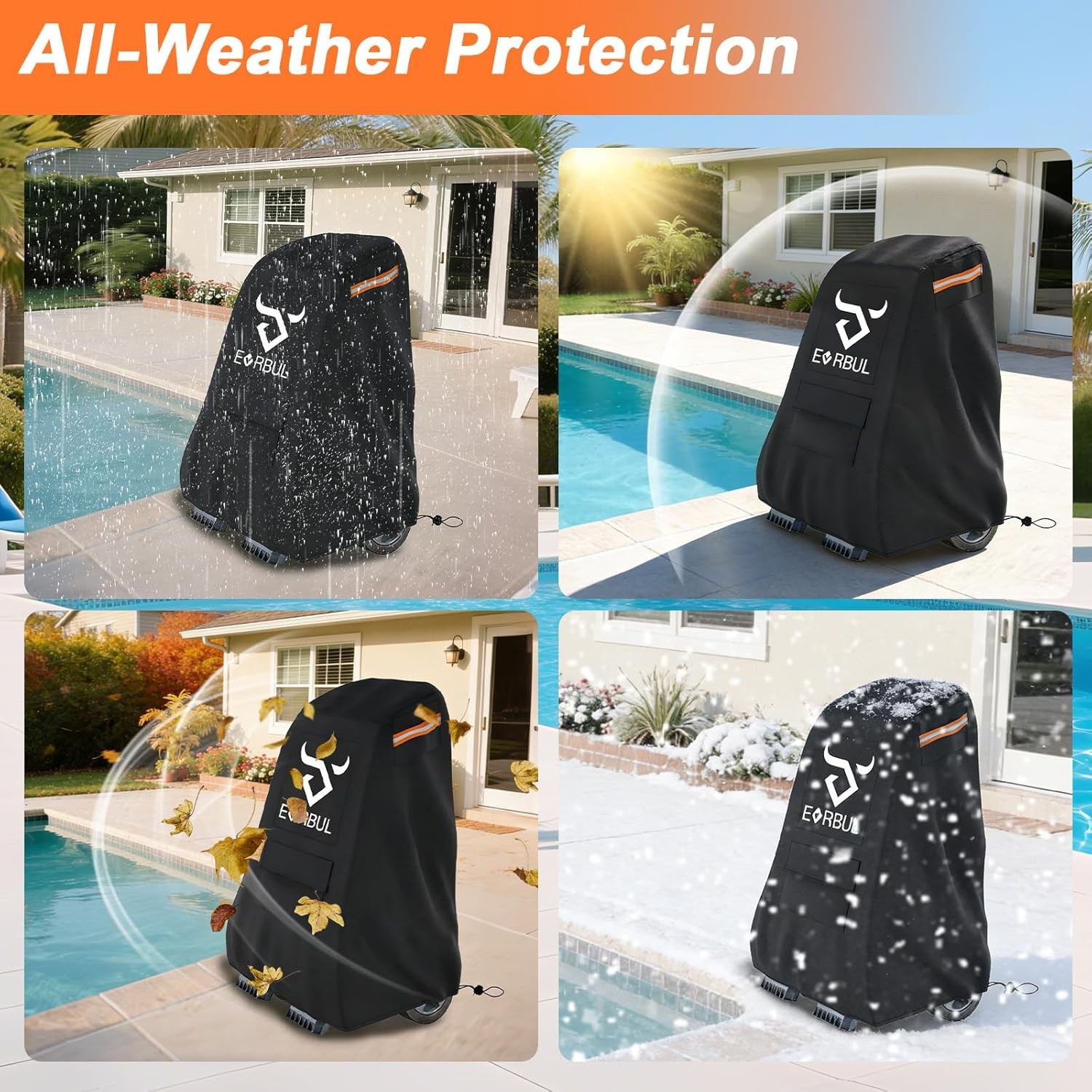 Robotic Pool Cleaner Cover for Most Pool Caddies Up 26&Prime; L x 22&Prime; W x 42&Prime; H