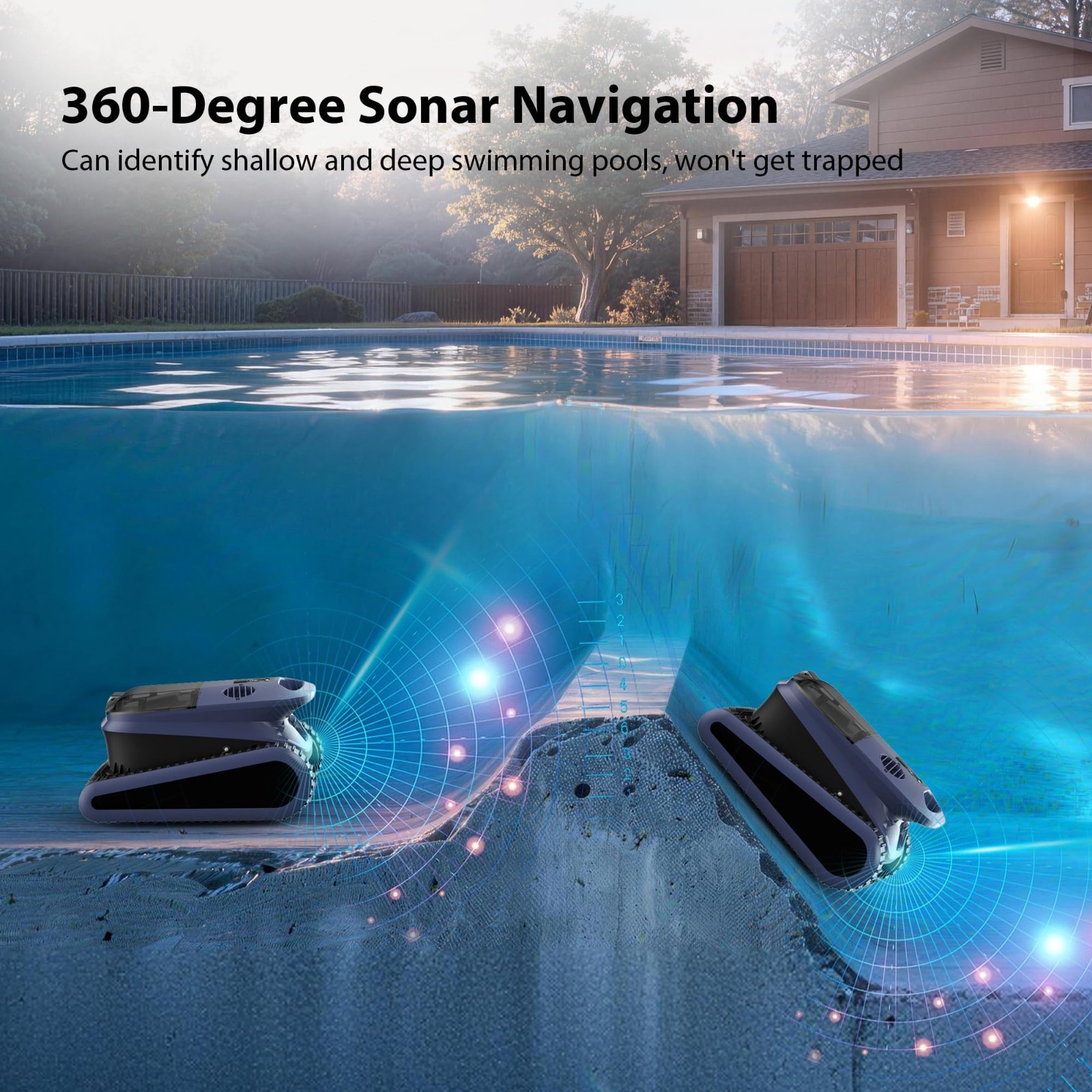 Seauto SAT40 Robotic Pool Cleaner Pool Vacuum for Inground Pools 4 Modes Cleaner