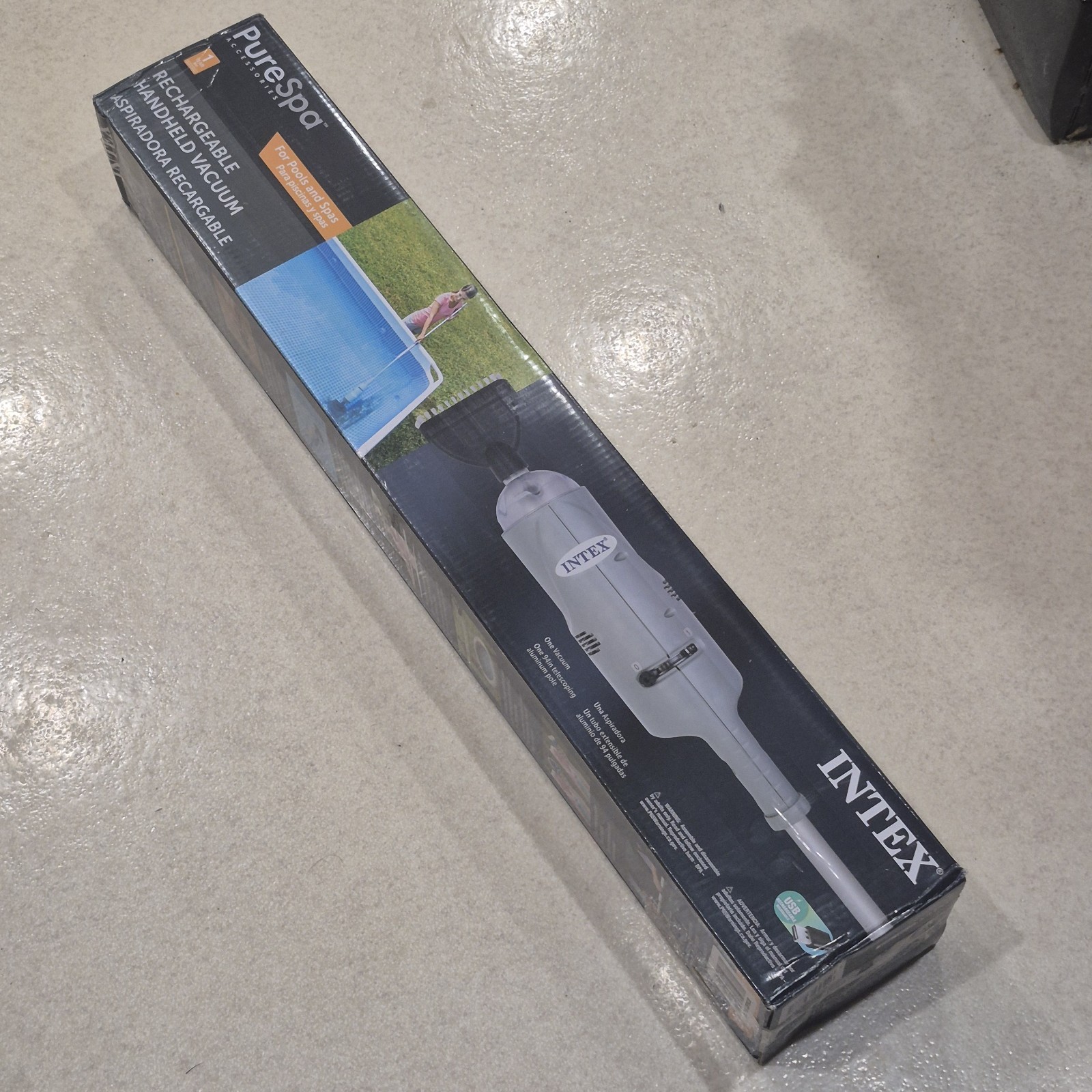 Intex Rechargeable Handheld PureSpa Swimming Pool Vacuum, Gray (Open Box)