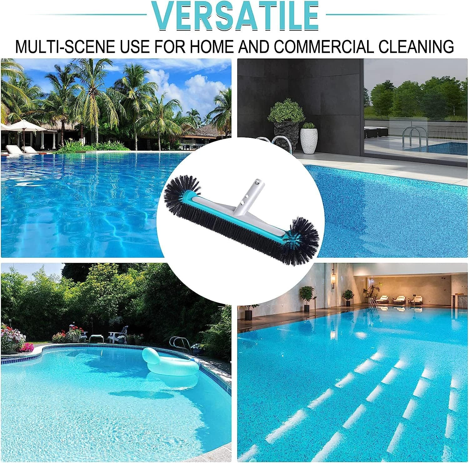 Swimming Pool Brush Head with round Ends,17.5&Prime; Heavy Duty Aluminum Back Head for