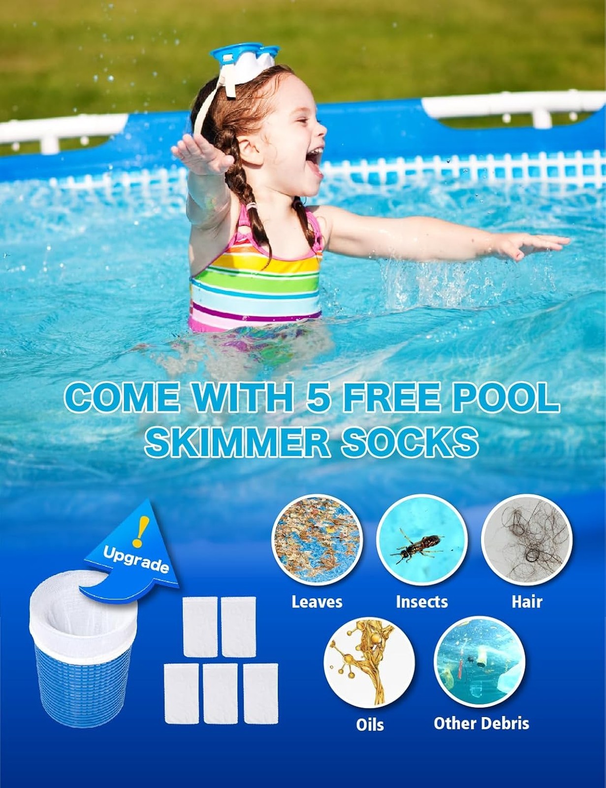 Above Ground Pool Skimmer with Adjustable Wall Mount, Durable Material for Intex