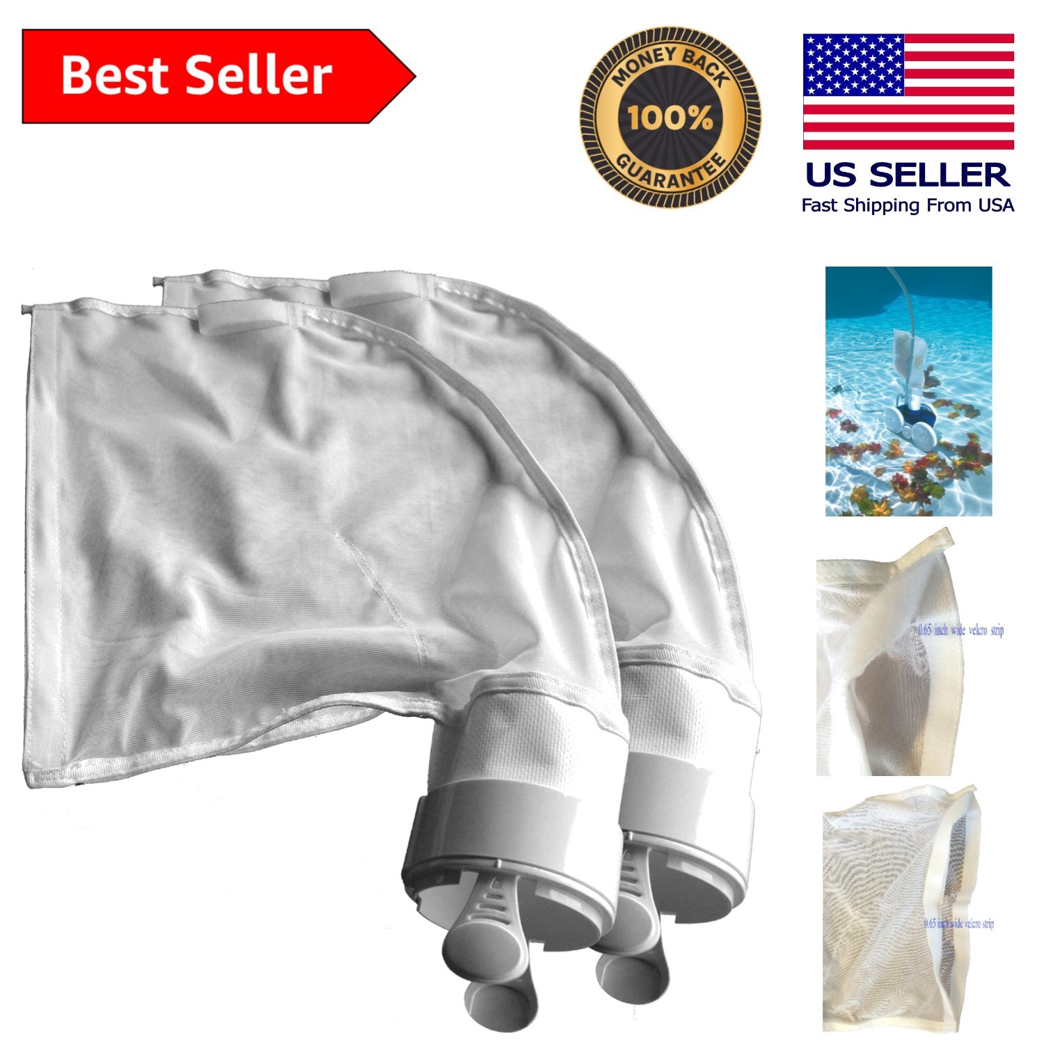 Polaris 280/480 All Purpose Cleaning Bag K16 – 2 Pack with Hook and Loop Closure