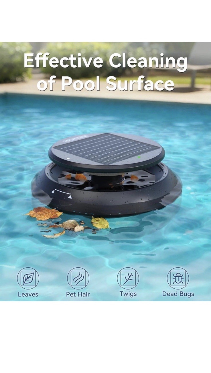 Y60 Solar Powered Robotic Pool Skimmer – Cordless Automatic Pool Cleaner