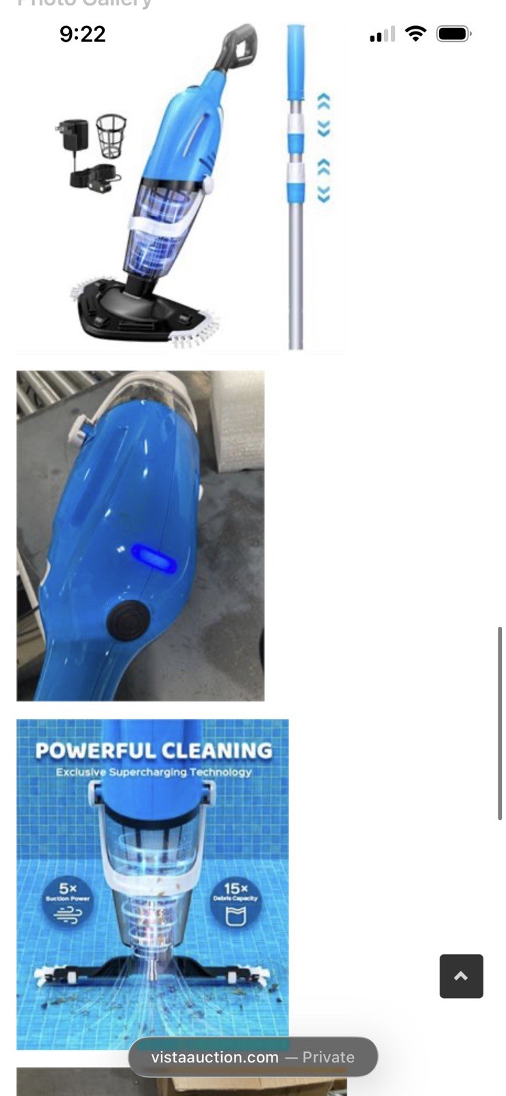 Pool Vacuum Handheld Rechargeable Telescopic Pole 80min 18.5GPM Above/Inground
