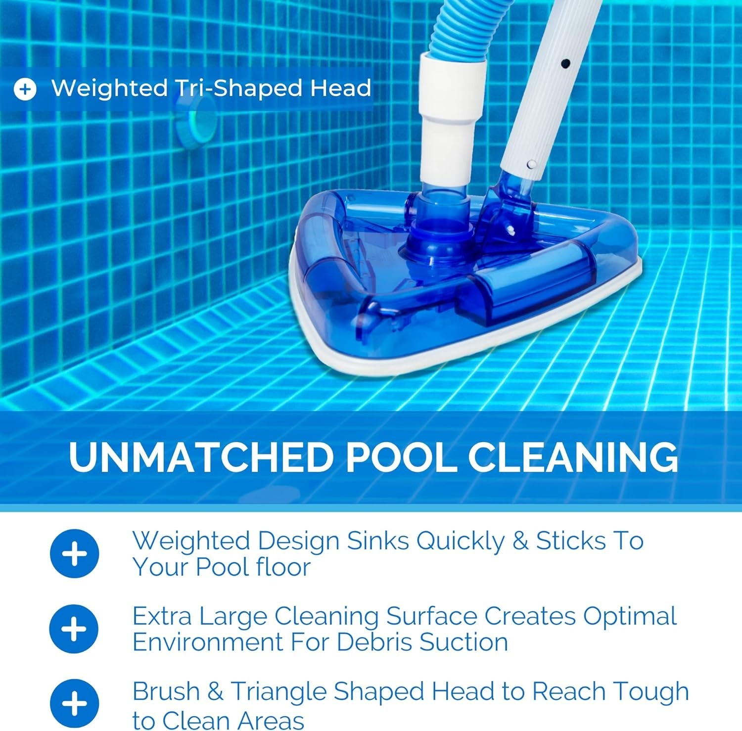 Heavy-Duty Hydrotools Pool Vac Head with Hose Compatibility & Swivel Feature