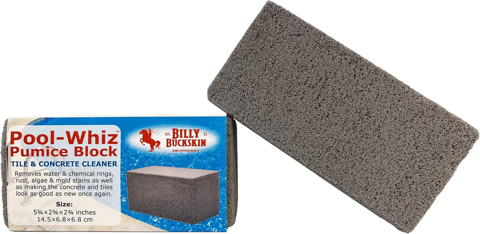 Pool-Whiz Pumice Block, Pool Tile & Concrete Cleaner, Pumice Stone for Cleaning