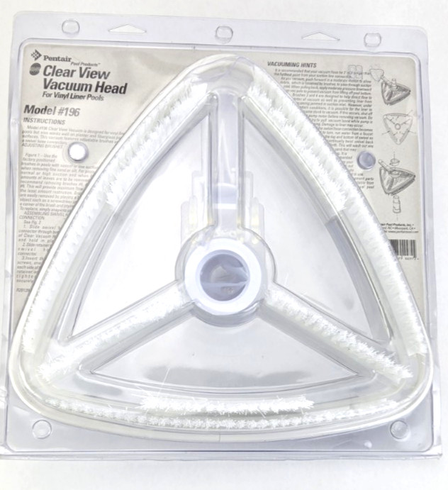 Pentair Clear View Vacuum Brush Head Model 196 Triangle See-Thru Vinyl Liner OK