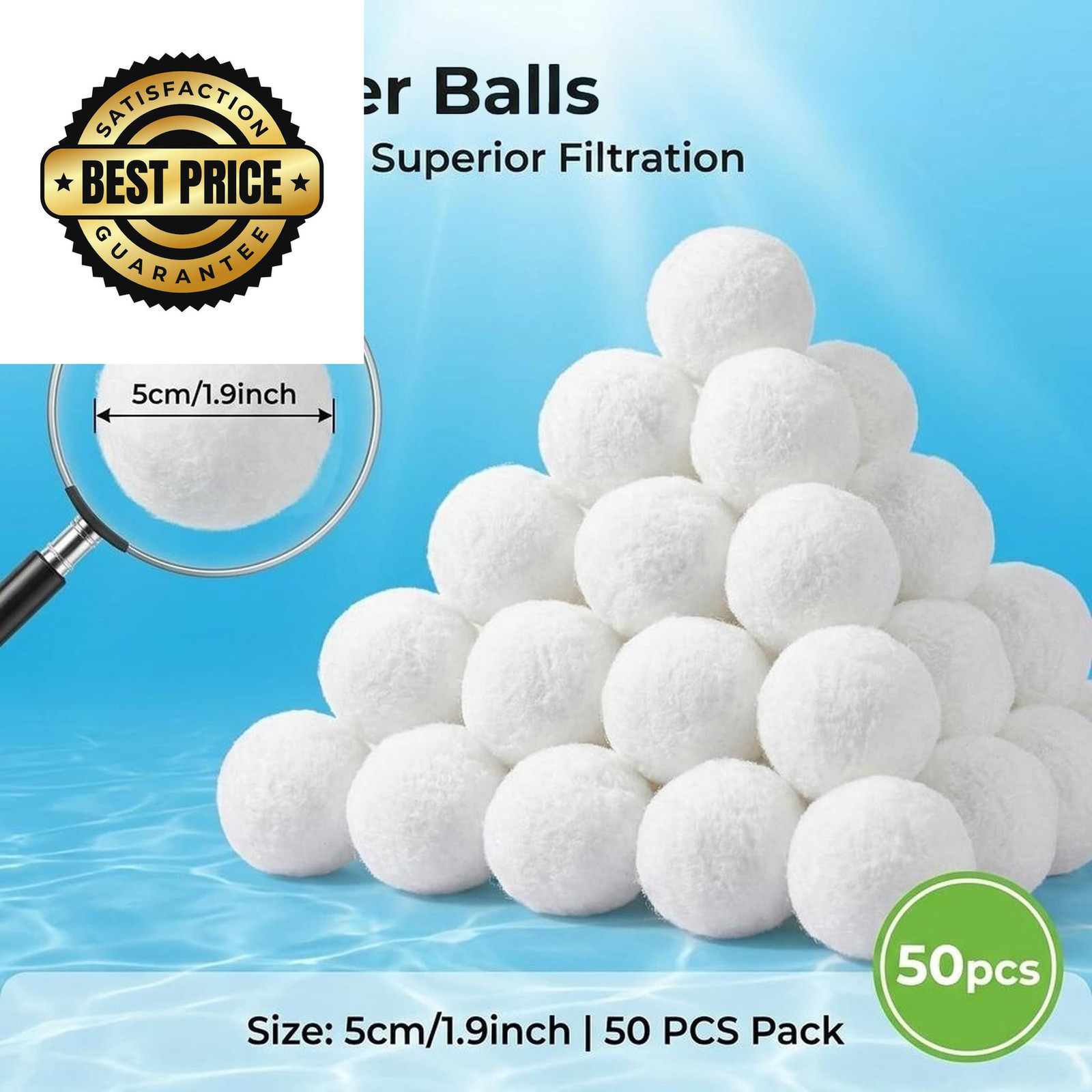MAQIHAN 50PCS Pool Filter Balls for Sand-Filter – Dry Sand White